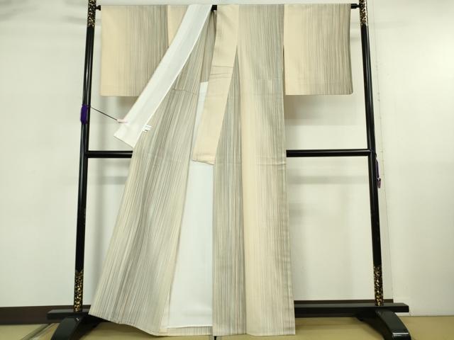 平和屋着物▽極上　本塩沢　やまだ織　200色　単衣　縞　逸品　DZAB5876kh6_2