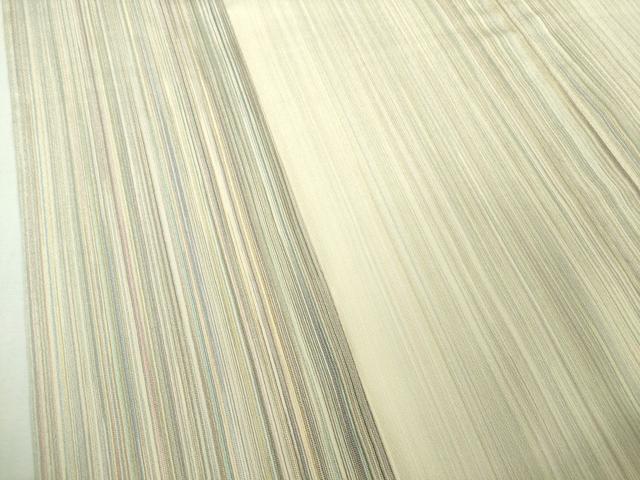 平和屋着物▽極上　本塩沢　やまだ織　200色　単衣　縞　逸品　DZAB5876kh6_5