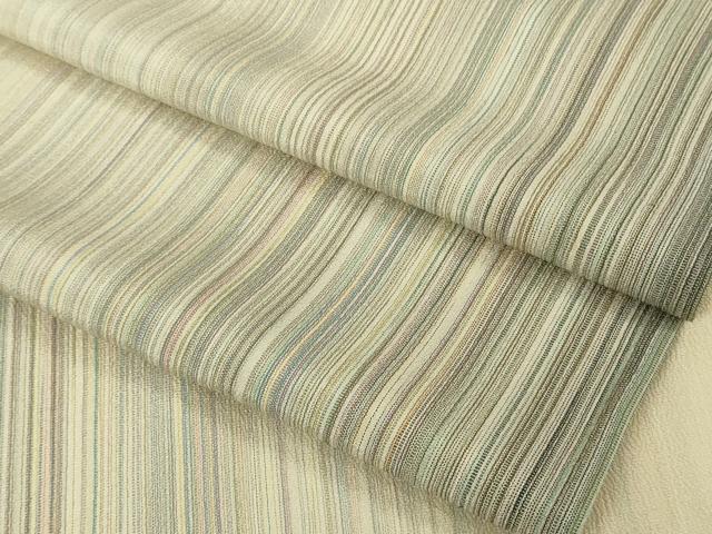 平和屋着物▽極上　本塩沢　やまだ織　200色　単衣　縞　逸品　DZAB5876kh6