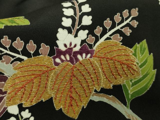 平和屋本店●極上　創業130年　江戸染繍友禅　大彦　黒留袖　刺繍　鳳凰唐草花文　金糸　三越扱い　逸品　DZAB5906kh6 平和屋本店○極上 創業130年 江戸染繍友禅 大彦 黒留袖