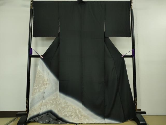 平和屋本店●極上　訪問着　吹寄せ文　暈し染め　黒地　金彩　逸品　未使用　DZAB5916kh6