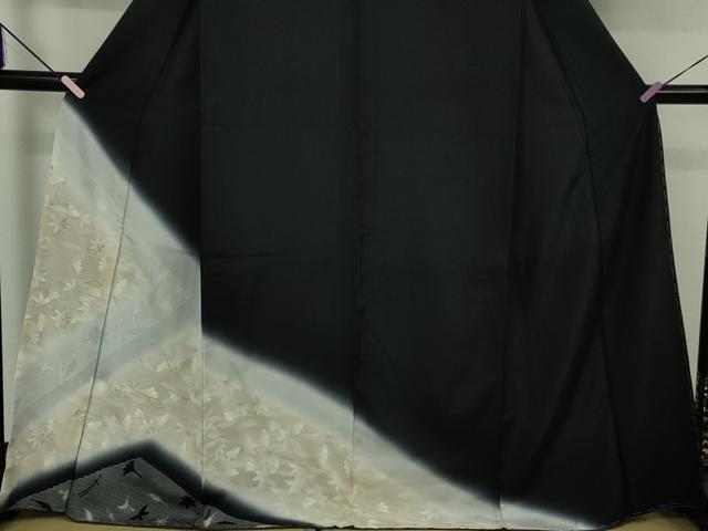 平和屋本店●極上　訪問着　吹寄せ文　暈し染め　黒地　金彩　逸品　未使用　DZAB5916kh6_3