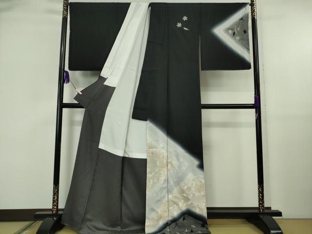 平和屋本店●極上　訪問着　吹寄せ文　暈し染め　黒地　金彩　逸品　未使用　DZAB5916kh6_1