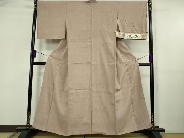 平和屋本店●極上　本場結城紬　重要無形文化財　奥順謹製　色無地　薄い梅染色　証紙付き　逸品　DZAB5919kh6_1