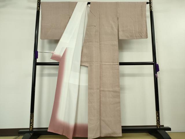 平和屋本店●極上　本場結城紬　重要無形文化財　奥順謹製　色無地　薄い梅染色　証紙付き　逸品　DZAB5919kh6_2