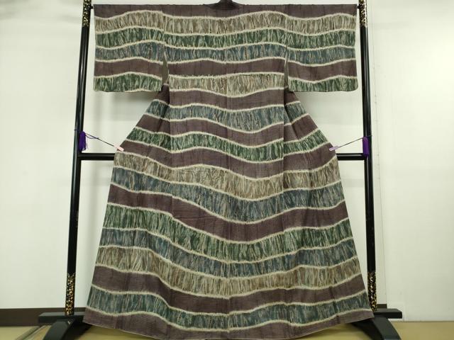 平和屋本店●極上　中国三大刺繍　スワトウ刺繍　汕頭・相良刺繍　訪問着　杢目絞り　よろけ縞　銀通し地　さが美扱い　逸品　DZAB5943kh6 平和屋本店○極上 中国三大刺繍 スワトウ刺繍 汕頭・相良刺繍 訪問着