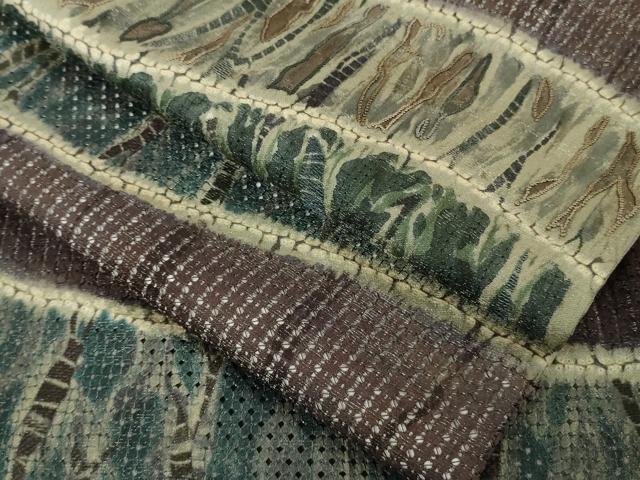 平和屋本店●極上　中国三大刺繍　スワトウ刺繍　汕頭・相良刺繍　訪問着　杢目絞り　よろけ縞　銀通し地　さが美扱い　逸品　DZAB5943kh6 平和屋本店○極上 中国三大刺繍 スワトウ刺繍 汕頭・相良刺繍 訪問着