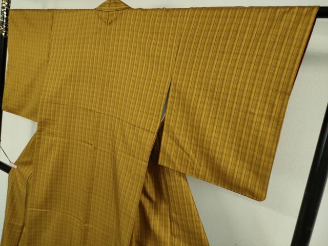平和屋本店●極上　本場黄八丈　まるまなこ　紬　格子　逸品　DZAB6066kh6_3
