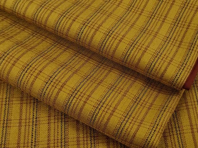 平和屋本店●極上　本場黄八丈　まるまなこ　紬　格子　逸品　DZAB6066kh6
