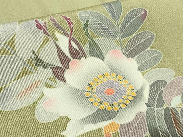 平和屋本店●極上　本加賀友禅作家　中町博志　訪問着　枝花文　柳茶色地　逸品　DZAB6079kh6_6