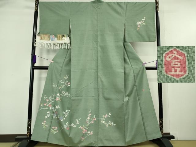 平和屋本店●極上 本加賀友禅作家 成竹登茂男 石川県指定無形文化財 牛首紬 白山工房 手織 訪問着 銀座おゝぎ屋 証紙付き 逸品 DZAB6099kh6
