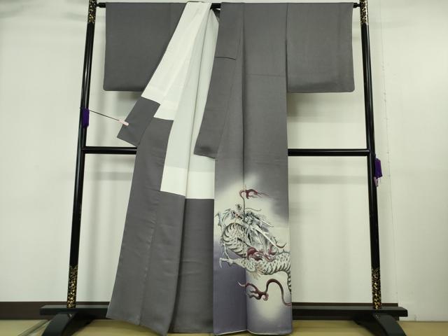 平和屋本店●極上 染色作家 草野一騎 色留訪問着 手描き 龍 褐色地 暈し染め 逸品 DZAB6141kh6 平和屋本店●極上 染色作家 草野一騎 色留訪問着 手描き 龍 褐色地 暈し染め 逸品 DZAB6141kh6