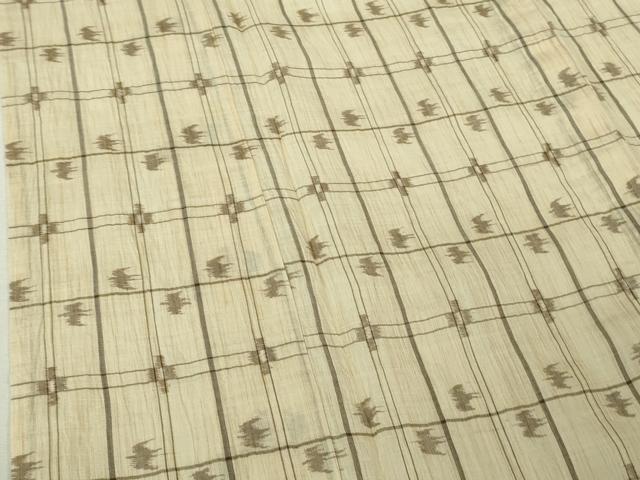平和屋本店＊極上　夏物　本場小千谷ちぢみ　麻　絣格子　練色地　逸品　未使用　DZAB6148kh6_5