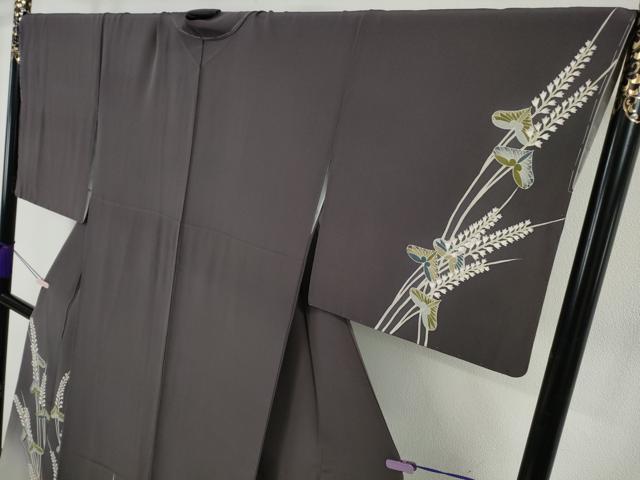 平和屋本店●極上　本加賀友禅作家　宮野勇造　訪問着　葵　藤煤竹色地　暈し染め　やまと金ラベル　証紙付き　逸品　未使用　DZAB6166kh6_2