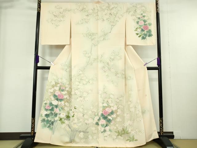 平和屋本店●極上　訪問着　作家物　草花文　暈し染め　逸品　DZAB6170kh6