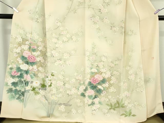 平和屋本店●極上　訪問着　作家物　草花文　暈し染め　逸品　DZAB6170kh6_3