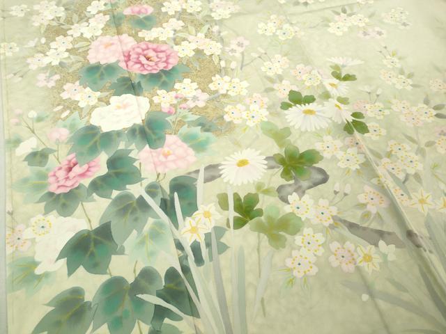 平和屋本店●極上　訪問着　作家物　草花文　暈し染め　逸品　DZAB6170kh6_4