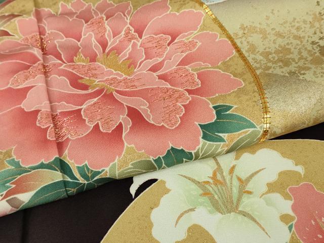 平和屋本店●極上　振袖　駒刺繍　四季花鳥丸文　濃い桑の実色地　暈し染め　金彩　逸品　DZAB6320kh6_5