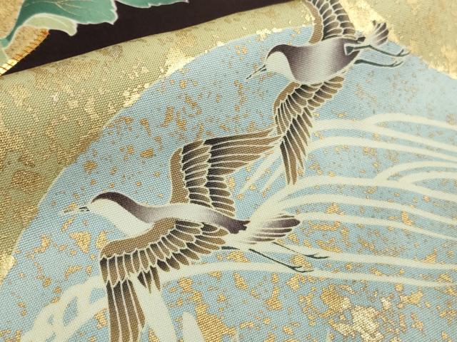 平和屋本店●極上　振袖　駒刺繍　四季花鳥丸文　濃い桑の実色地　暈し染め　金彩　逸品　DZAB6320kh6_6