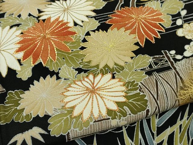 平和屋本店●極上　創業460年・千總　黒留袖　駒刺繍　風景吉祥花松文　金彩　逸品　DZAB6366kh6_5