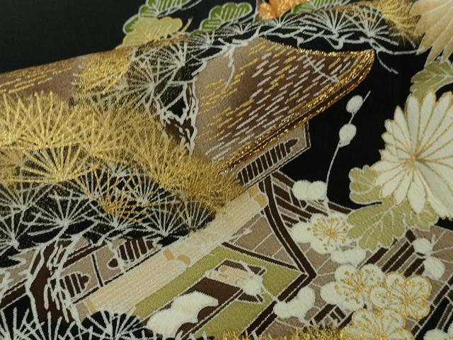 平和屋本店●極上　創業460年・千總　黒留袖　駒刺繍　風景吉祥花松文　金彩　逸品　DZAB6366kh6_6