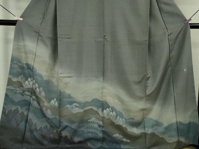 平和屋本店●極上　石川県指定無形文化財　牛首紬　白山工房　手織り　訪問着　樹林文　証紙付き　逸品　未使用　DZAB6583kh6_3