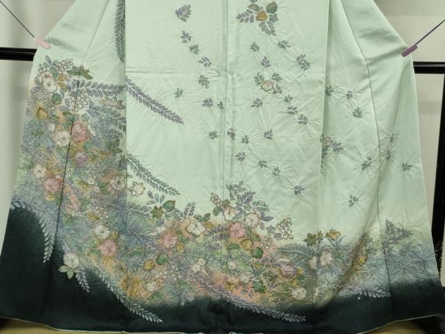 平和屋本店●極上　訪問着　辻が花　白緑色地　暈し染め　金彩　さが美扱い　逸品　DZAB6716kh6_3
