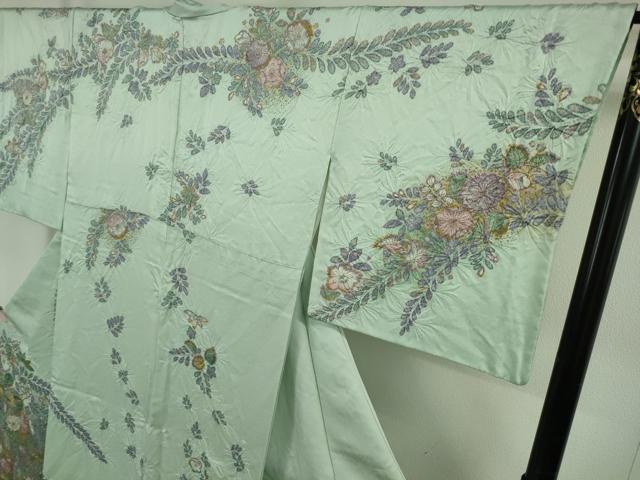 平和屋本店●極上　訪問着　辻が花　白緑色地　暈し染め　金彩　さが美扱い　逸品　DZAB6716kh6_2