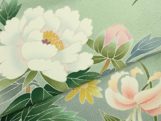 平和屋本店●極上　十日町友禅作家　岡村蒼風　訪問着　枝花文　裏葉柳色地　暈し染め　逸品　DZAB6756kh6_5