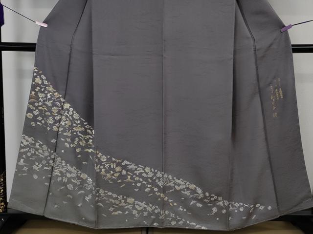 平和屋本店●極上 金彩友禅 卓越技能者・名工・和田光正 訪問着 鶴亀 宝尽くし吉祥文 源氏鼠色地 暈し染め 金銀彩 逸品 未使用 DZAB6767kh6_3