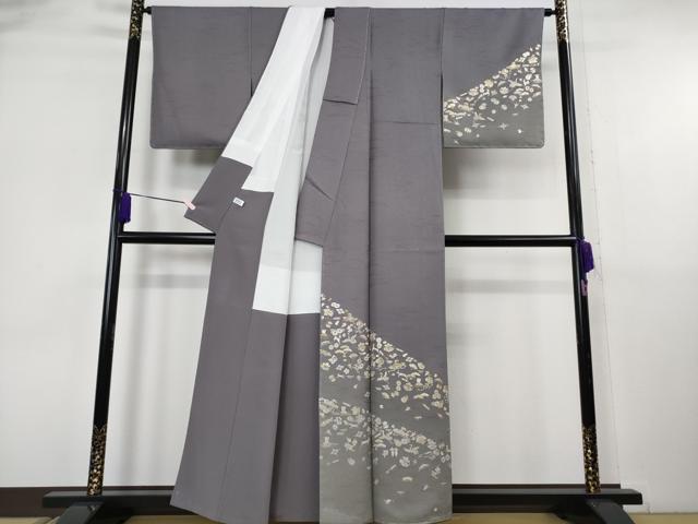 平和屋本店●極上 金彩友禅 卓越技能者・名工・和田光正 訪問着 鶴亀 宝尽くし吉祥文 源氏鼠色地 暈し染め 金銀彩 逸品 未使用 DZAB6767kh6_1