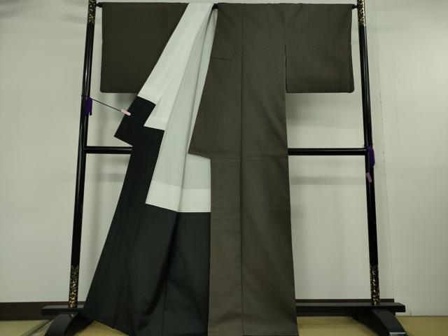 長閑やかさ屋中央局●限りない 山下八百子 発祥地黄八丈 黒八丈 紬 市松綾織 珠玉 DZAB6776kh6