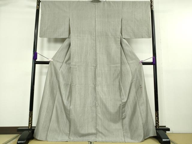 平和屋本店▽極上　五代目・諏訪好風　紬　単衣　好風五十彩　染め人織り人　薄墨色　やまと誂製　証紙付き　逸品　DZAB6785kh6_1