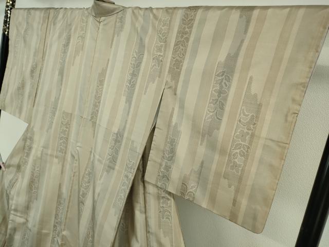 平和屋本店●極上　東郷織物謹製　永江明夫　手織　本場大島紬　草木染　160亀甲　草花間道　亜麻色地　証紙付き　逸品　DZAB6953kh6_3