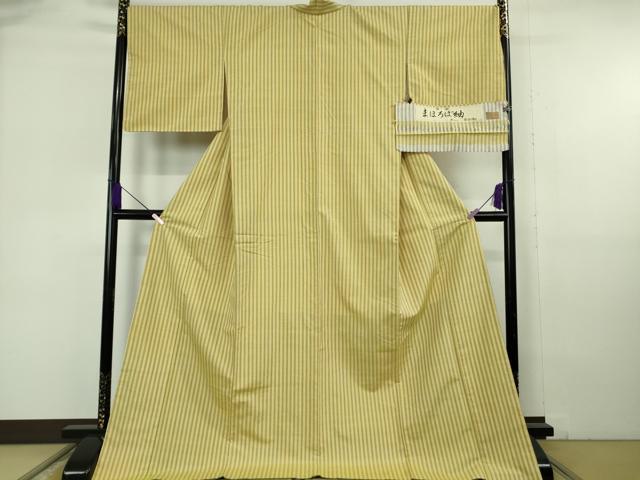 平和屋本店●極上　まほろば紬　鈴源織物謹製　縞　ロング丈　証紙付き　逸品　DZAB6974kh6_1
