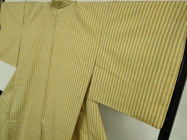 平和屋本店●極上　まほろば紬　鈴源織物謹製　縞　ロング丈　証紙付き　逸品　DZAB6974kh6_3