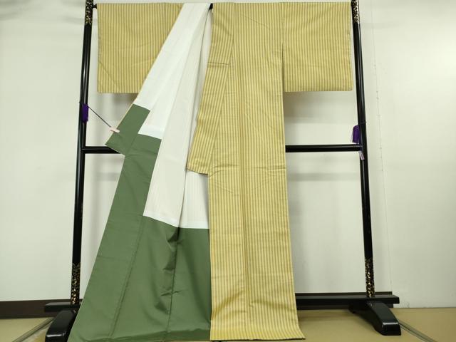 平和屋本店●極上　まほろば紬　鈴源織物謹製　縞　ロング丈　証紙付き　逸品　DZAB6974kh6_2