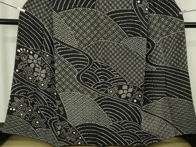 平和屋本店●極上　中国三大刺繍　スワトウ刺繍　刺し子　刺繍　訪問着　絞り　名物裂　黒地　さが美扱い　逸品　未使用　DZAB6994kh6_3