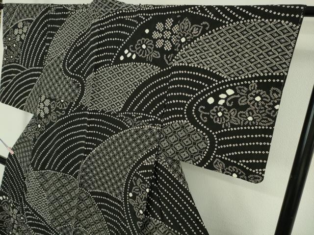 平和屋本店●極上　中国三大刺繍　スワトウ刺繍　刺し子　刺繍　訪問着　絞り　名物裂　黒地　さが美扱い　逸品　未使用　DZAB6994kh6_2