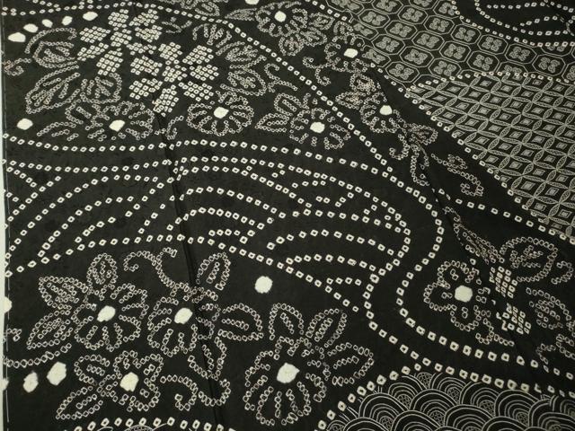 平和屋本店●極上　中国三大刺繍　スワトウ刺繍　刺し子　刺繍　訪問着　絞り　名物裂　黒地　さが美扱い　逸品　未使用　DZAB6994kh6_4