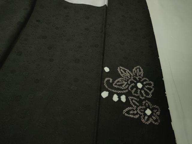 平和屋本店●極上　中国三大刺繍　スワトウ刺繍　刺し子　刺繍　訪問着　絞り　名物裂　黒地　さが美扱い　逸品　未使用　DZAB6994kh6_9