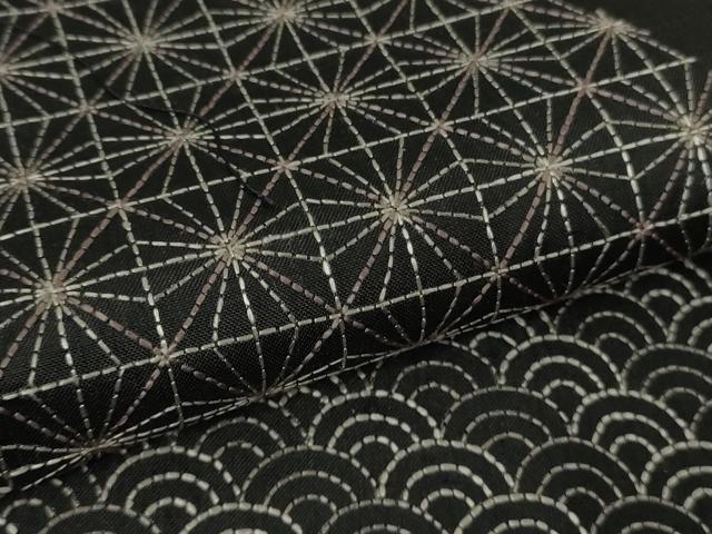 平和屋本店●極上　本場縞大島紬　訪問着　刺し子　刺繍　名物裂　黒地　ロング丈　逸品　未使用　DZAB7016kh6_5