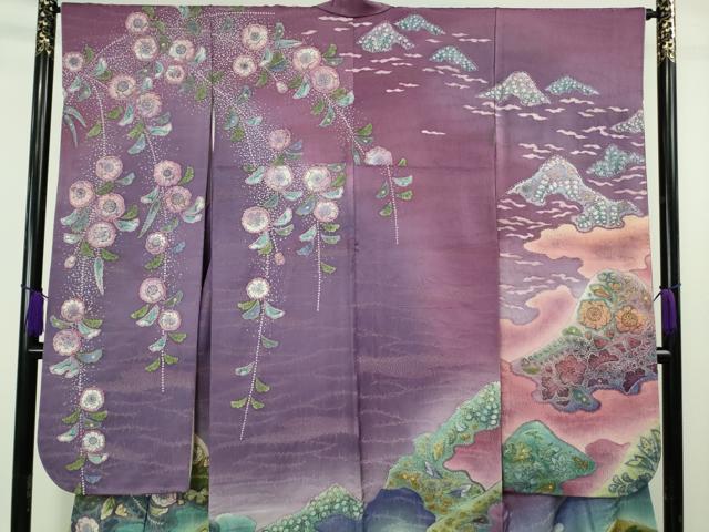 平和屋本店●極上　 吉乃一廉　幻の辻が花　振袖　暈し染め　銀通し地　逸品　DZAB7025kh6_2