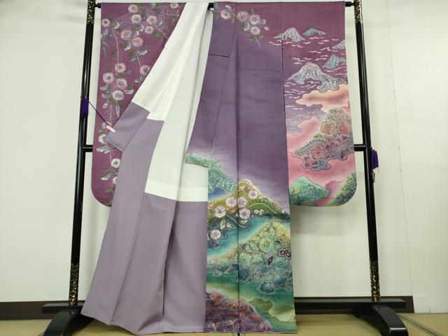平和屋本店●極上　 吉乃一廉　幻の辻が花　振袖　暈し染め　銀通し地　逸品　DZAB7025kh6_1