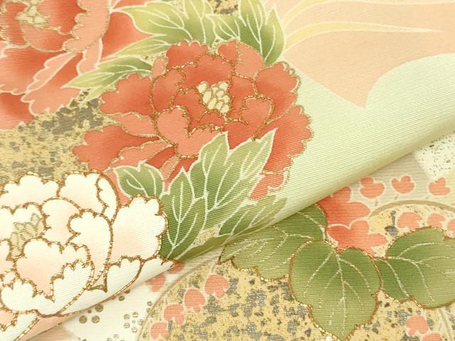 平和屋本店●極上　訪問着　駒刺繍　束ね熨斗　花丸文　濃い藍白色地　暈し染め　金彩　逸品　未使用　DZAB7161kh6_4
