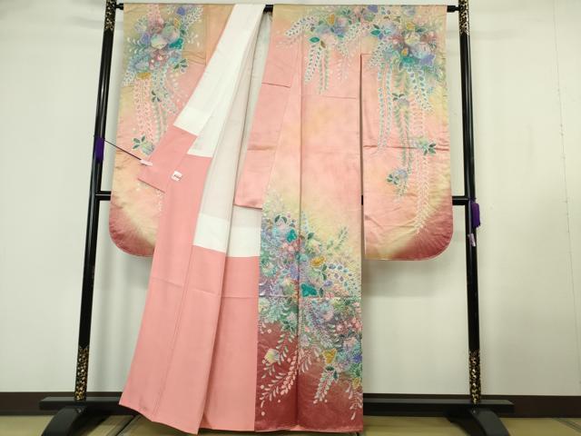 平和屋本店●極上　伯河貞雄　振袖・長襦袢(無双仕立て)セット　辻が花　暈し染め　逸品　DZAB7167kh6_1