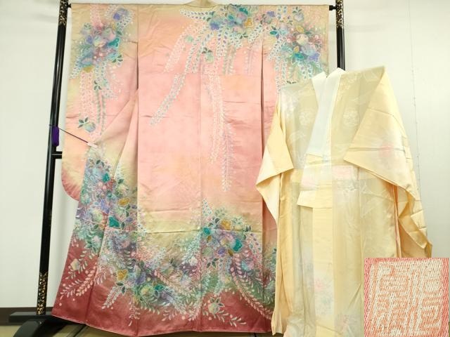 平和屋本店●極上　伯河貞雄　振袖・長襦袢(無双仕立て)セット　辻が花　暈し染め　逸品　DZAB7167kh6
