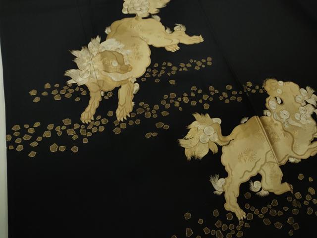平和屋本店●極上　黒留袖　総手刺繍　唐獅子　金糸　逸品　DZAB7178kh6_4