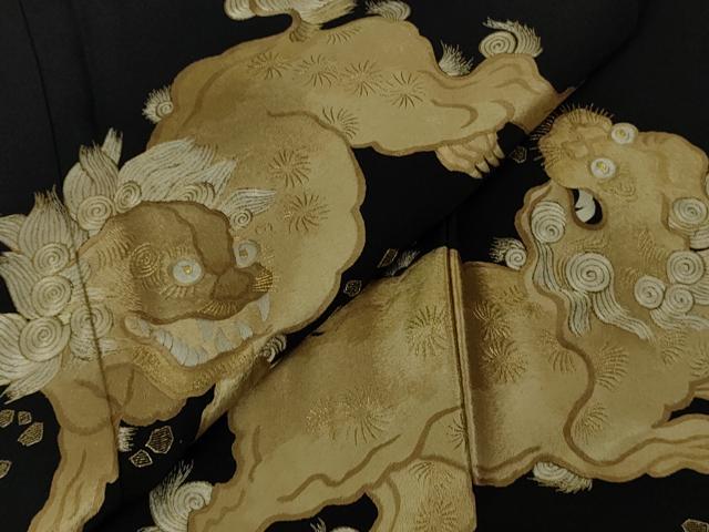 平和屋本店●極上　黒留袖　総手刺繍　唐獅子　金糸　逸品　DZAB7178kh6_5