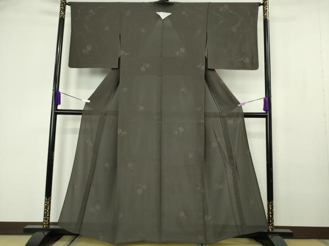 平和屋着物＊極上　夏物　小紋　印傳　縦絽　葵　檳榔子染色地　さが美扱い　逸品　未使用　DZAB7185kh6 11,304円